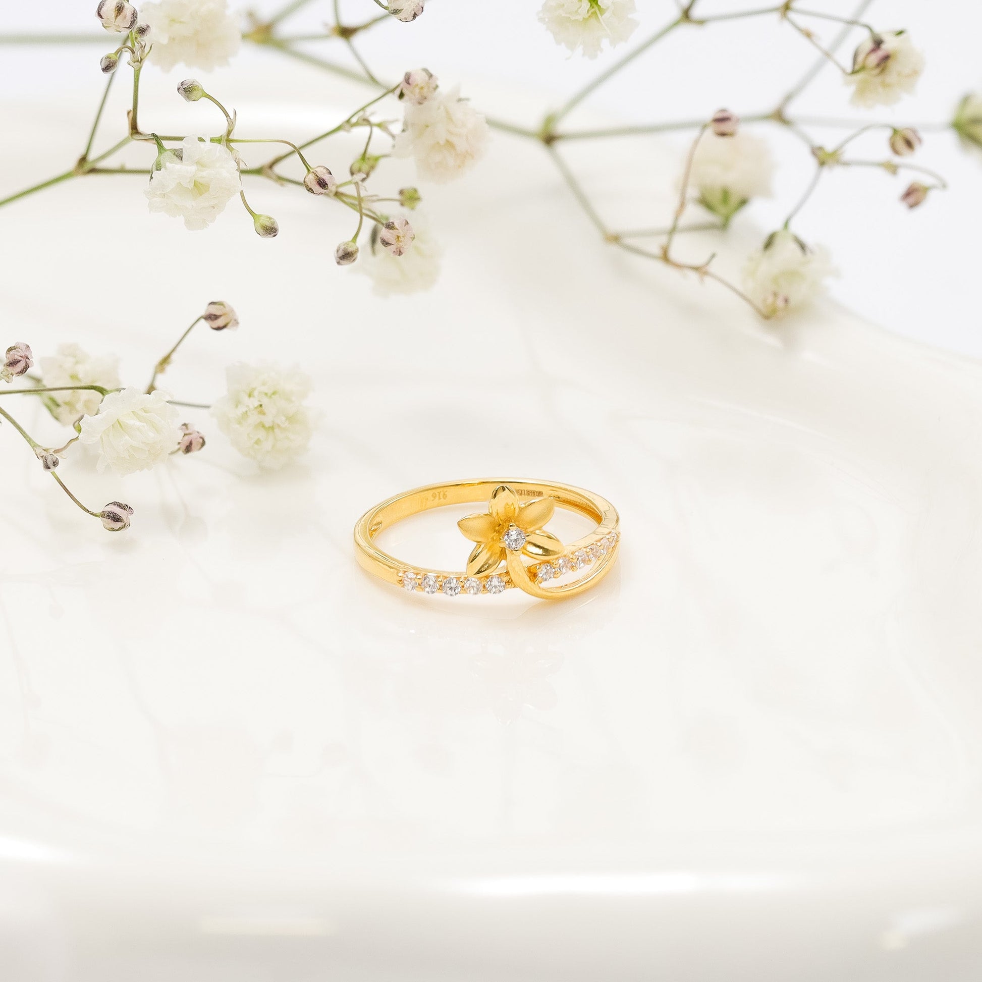 22ct Yellow Gold Flower Ring BF1224-RN139 - FJewellery