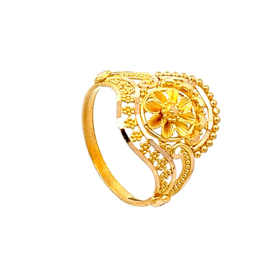 22ct Yellow Gold Flower Ring PZ325 - RN102 - FJewellery