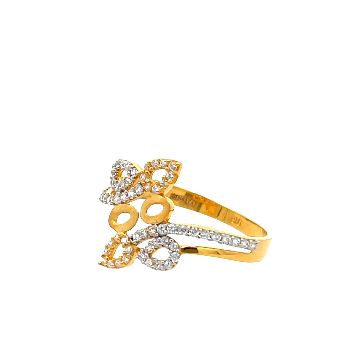 22ct Yellow Gold Four-Petal Rin g with Stones PZ325-RN31 - FJewellery