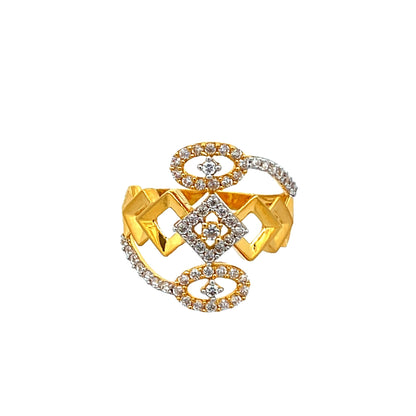 22ct Yellow Gold Geometric Design Ring with Stones PZ325-RN1 - FJewellery