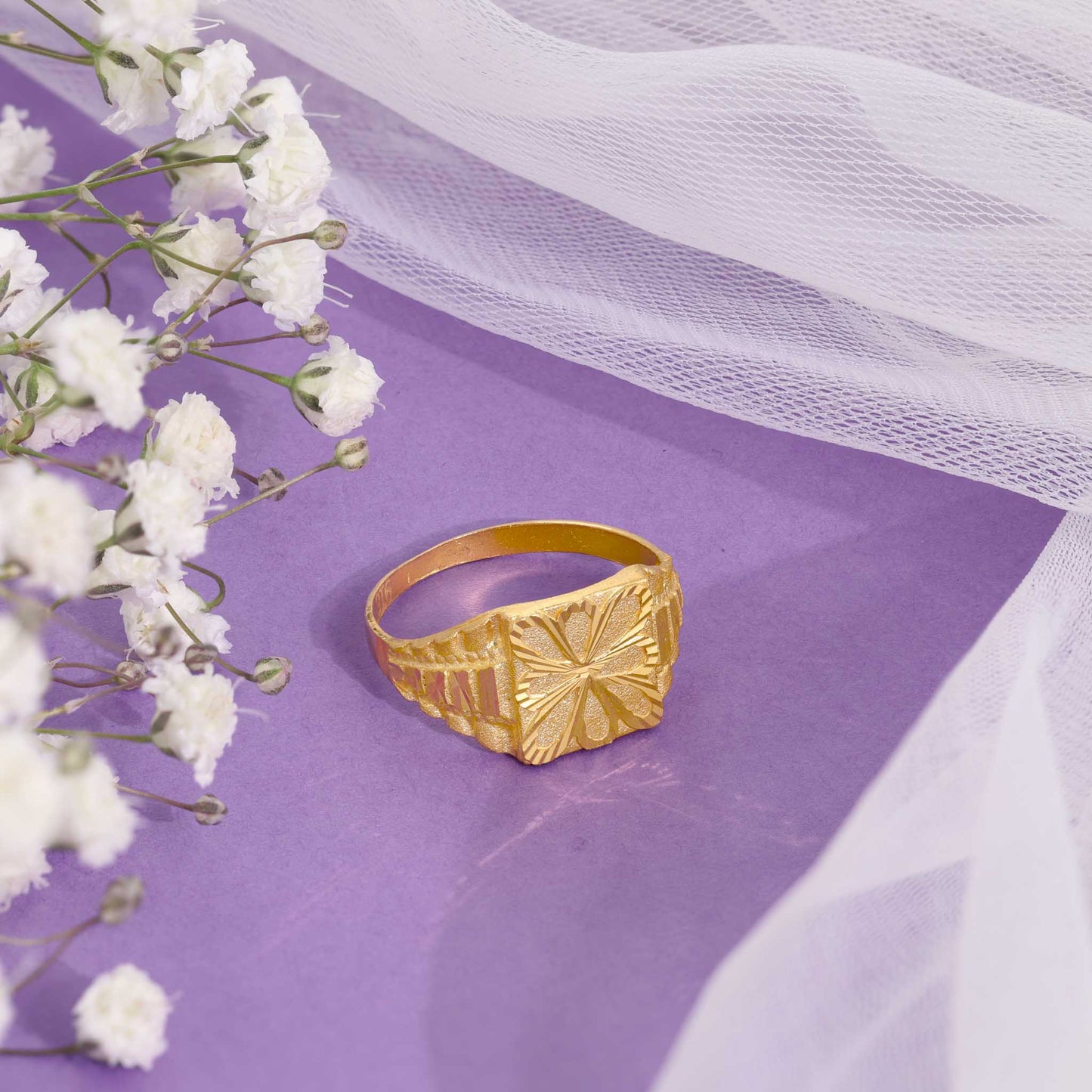 22ct Yellow Gold Geometric Floral Ring BF1224-RN46 - FJewellery