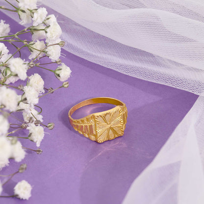 22ct Yellow Gold Geometric Floral Ring BF1224-RN46 - FJewellery