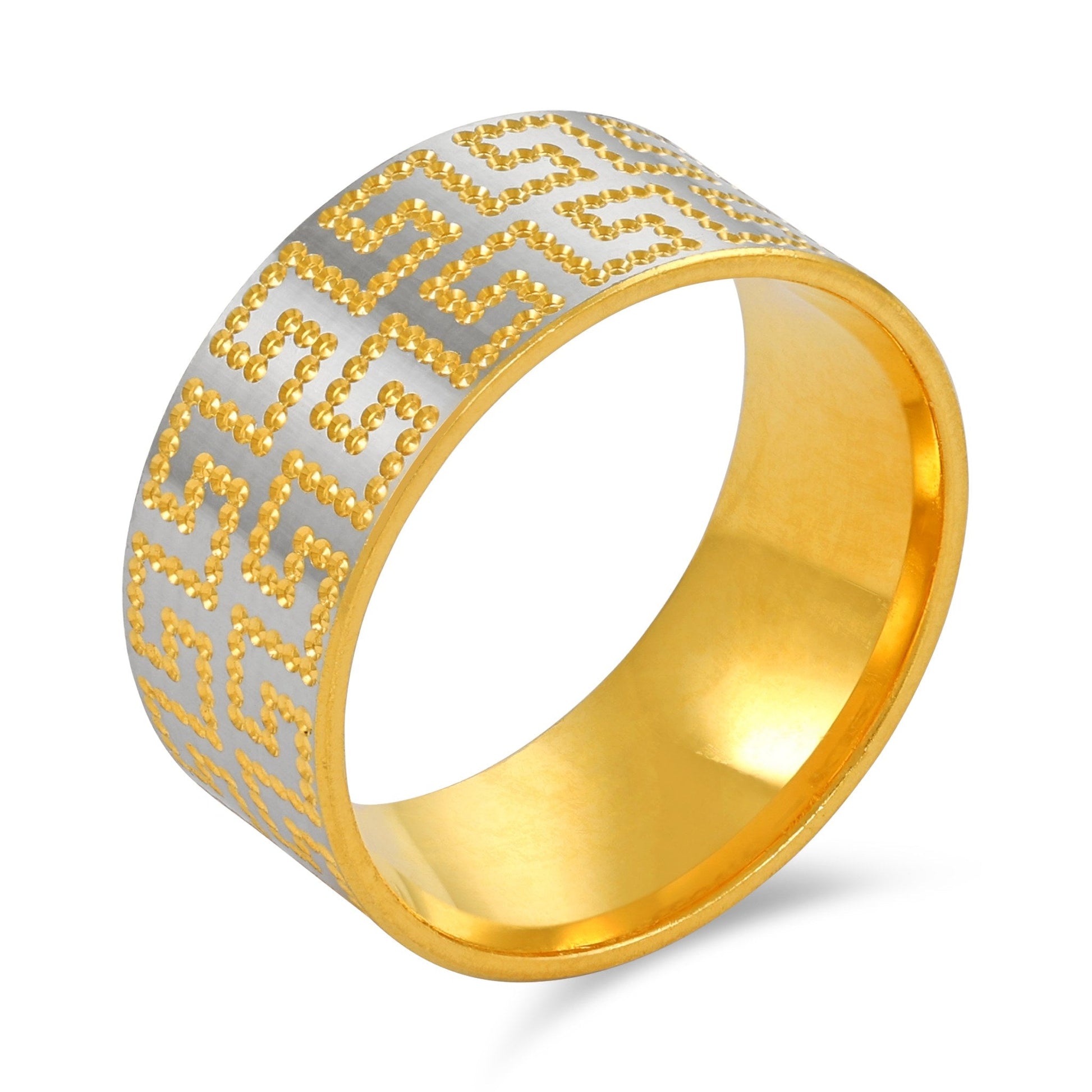 22ct Yellow Gold Greek Key Design Ring PZ125-RN95 - FJewellery