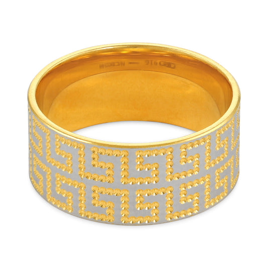 22ct Yellow Gold Greek Key Design Ring PZ125-RN95 - FJewellery