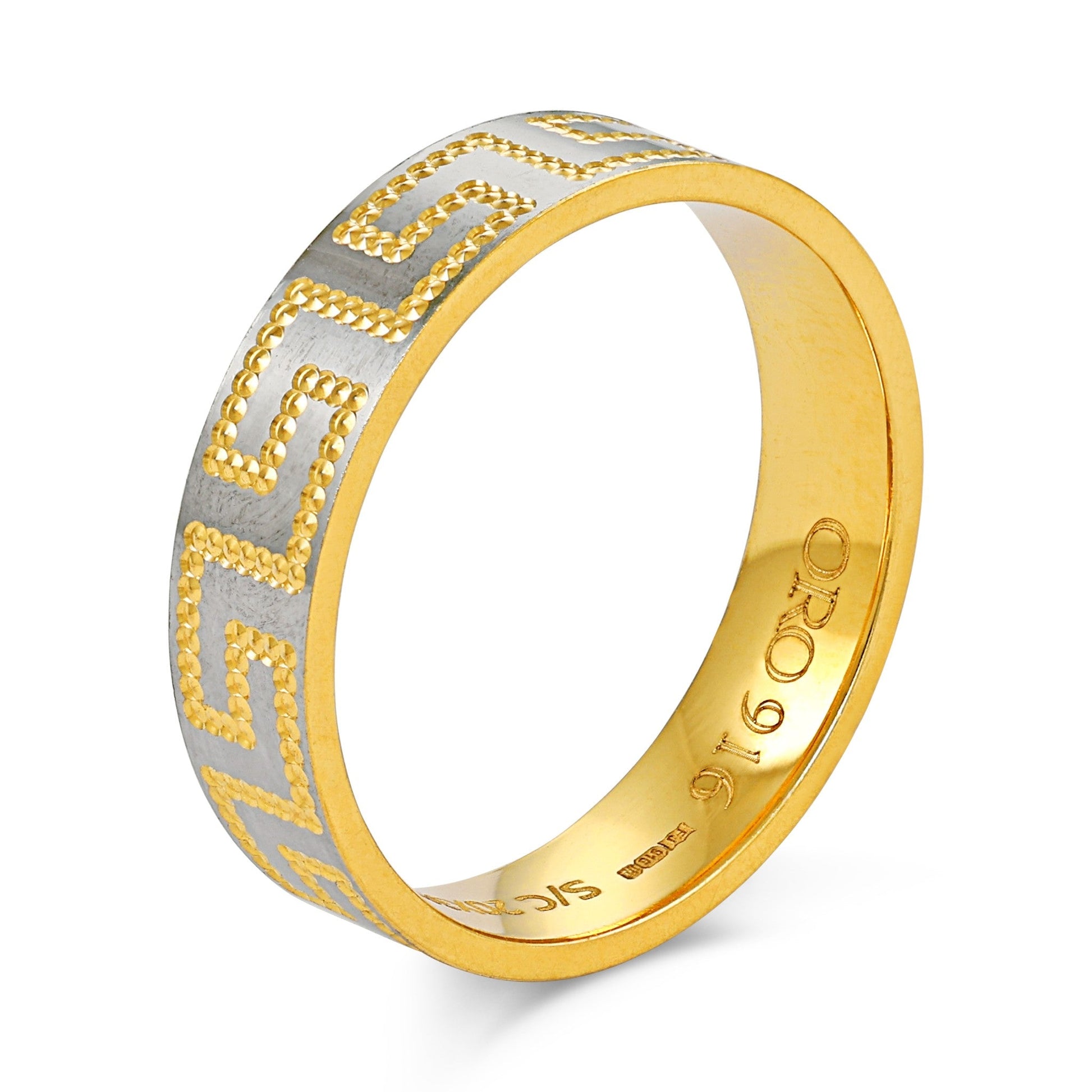 22CT Yellow Gold Greek Key Ring PZ125 - RN100 - FJewellery