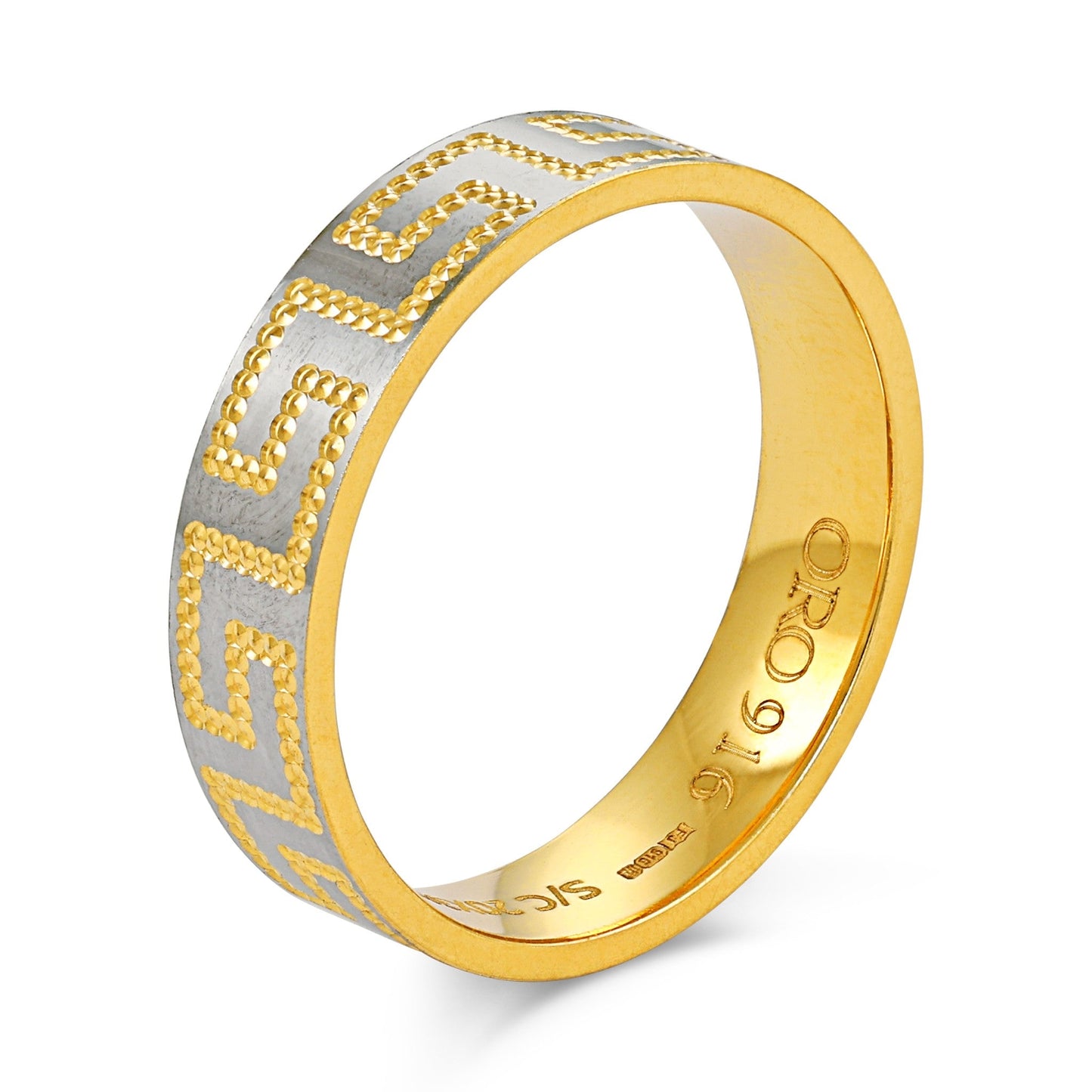 22CT Yellow Gold Greek Key Ring PZ125-RN100 - FJewellery