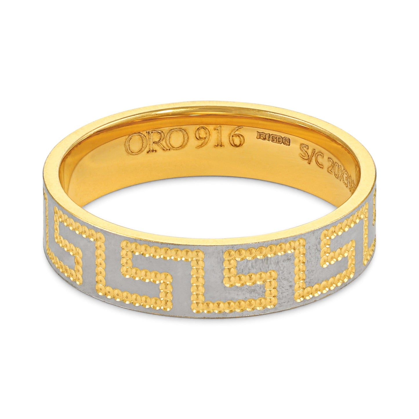22CT Yellow Gold Greek Key Ring PZ125-RN100 - FJewellery