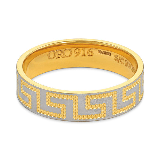 22CT Yellow Gold Greek Key Ring PZ125-RN101 - FJewellery