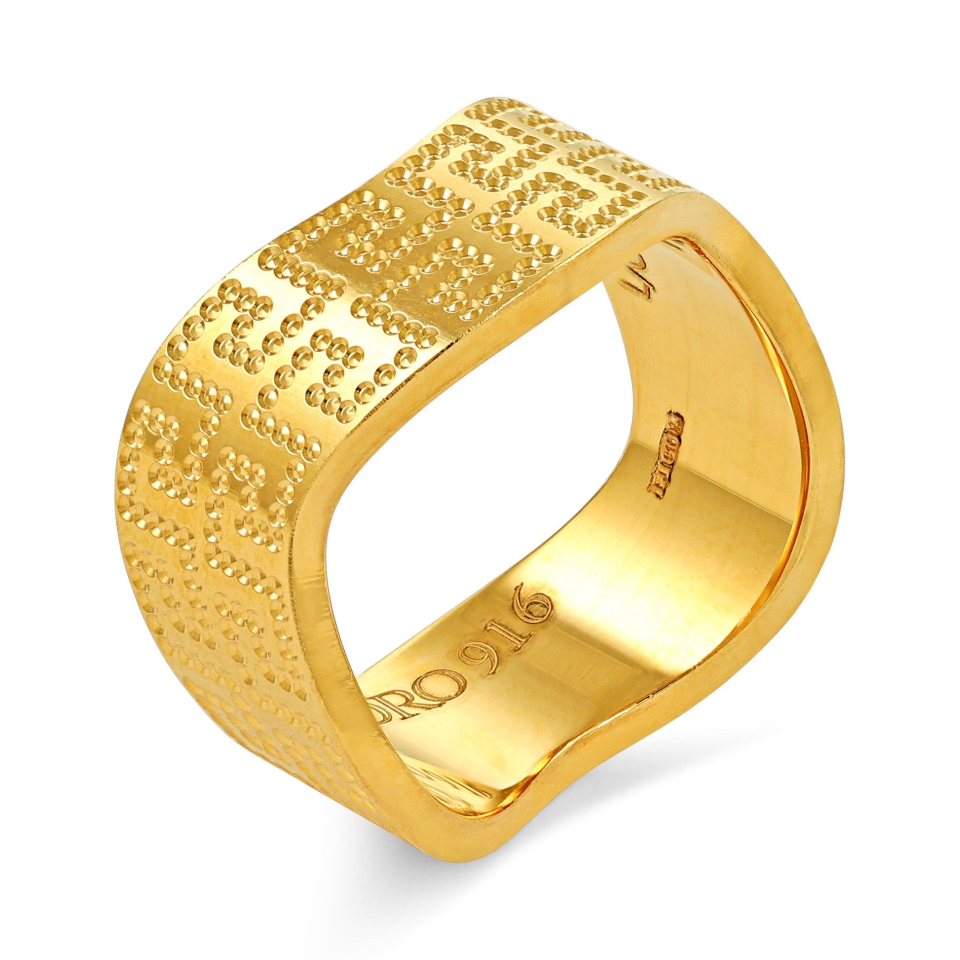 22CT Yellow Gold Greek Key Ring PZ125-RN96 - FJewellery