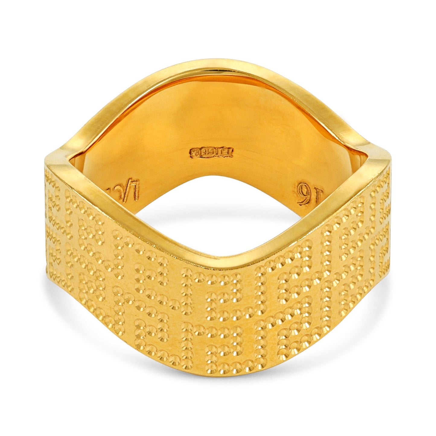 22CT Yellow Gold Greek Key Ring PZ125 - RN96 - FJewellery