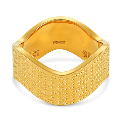 22CT Yellow Gold Greek Key Ring PZ125 - RN96 - FJewellery