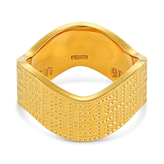 22CT Yellow Gold Greek Key Ring PZ125 - RN96 - FJewellery