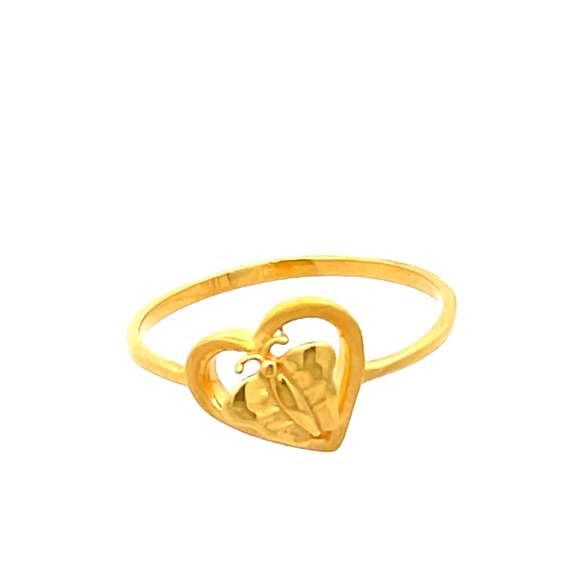 22ct Yellow Gold Heart Butterfly Ring PZ325-RN115 - FJewellery