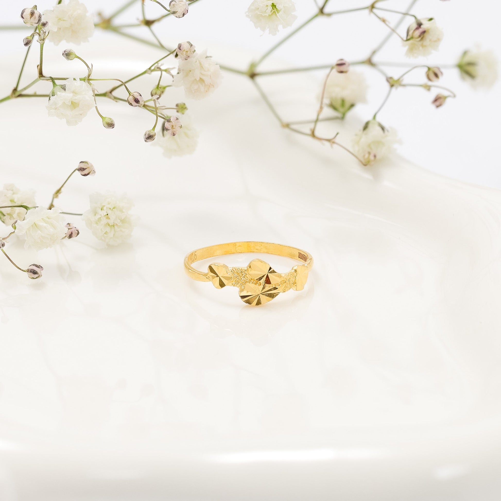 22ct Yellow Gold Heart Unique Design Ring BF1224-RN68 - FJewellery