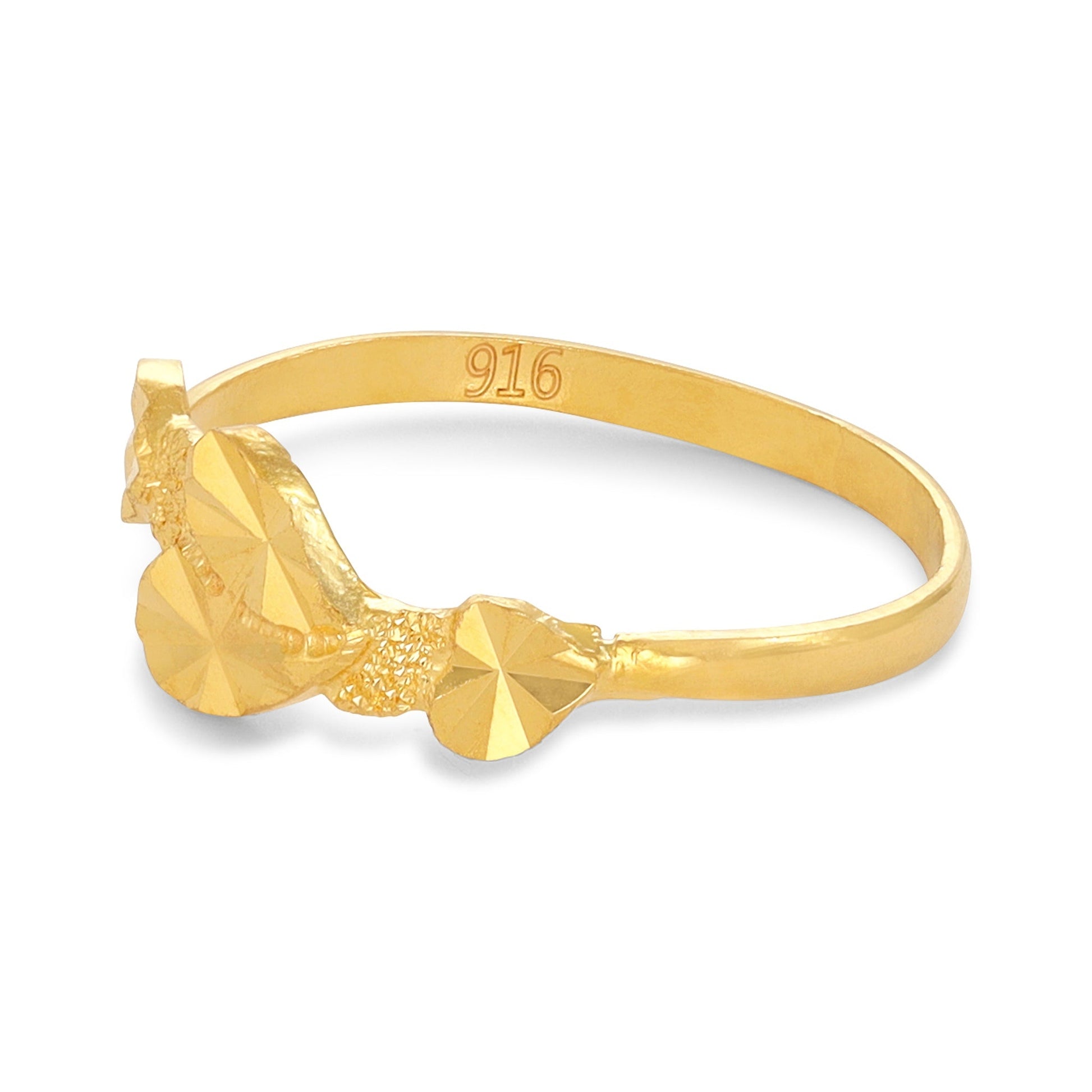 22ct Yellow Gold Heart Unique Design Ring BF1224-RN68 - FJewellery