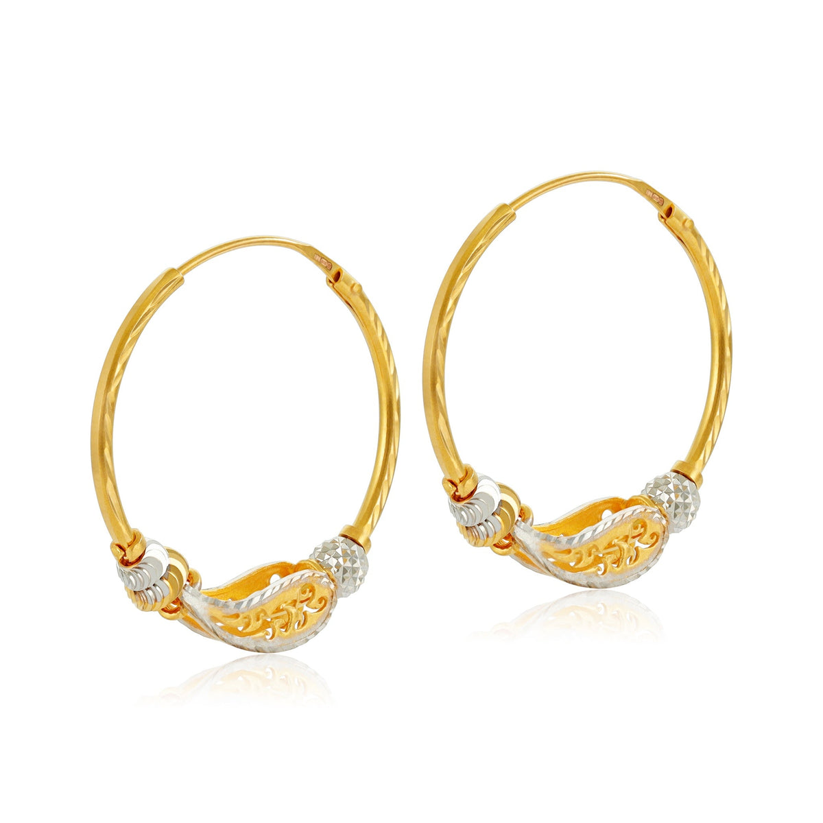 22ct Yellow Gold Hoop Earrings BF1224-ER13 - FJewellery