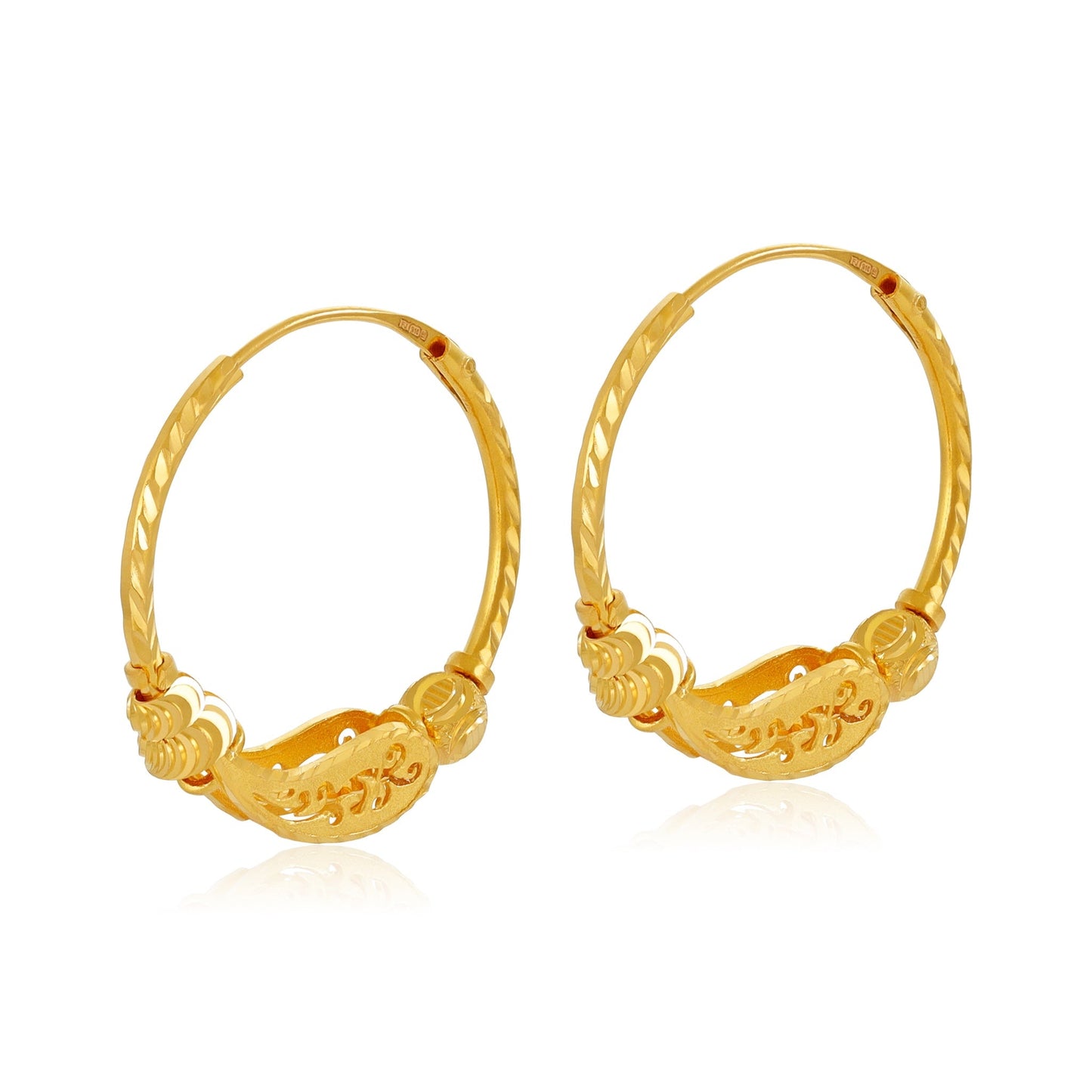 22ct Yellow Gold Hoop Earrings BF1224 - ER16 - FJewellery