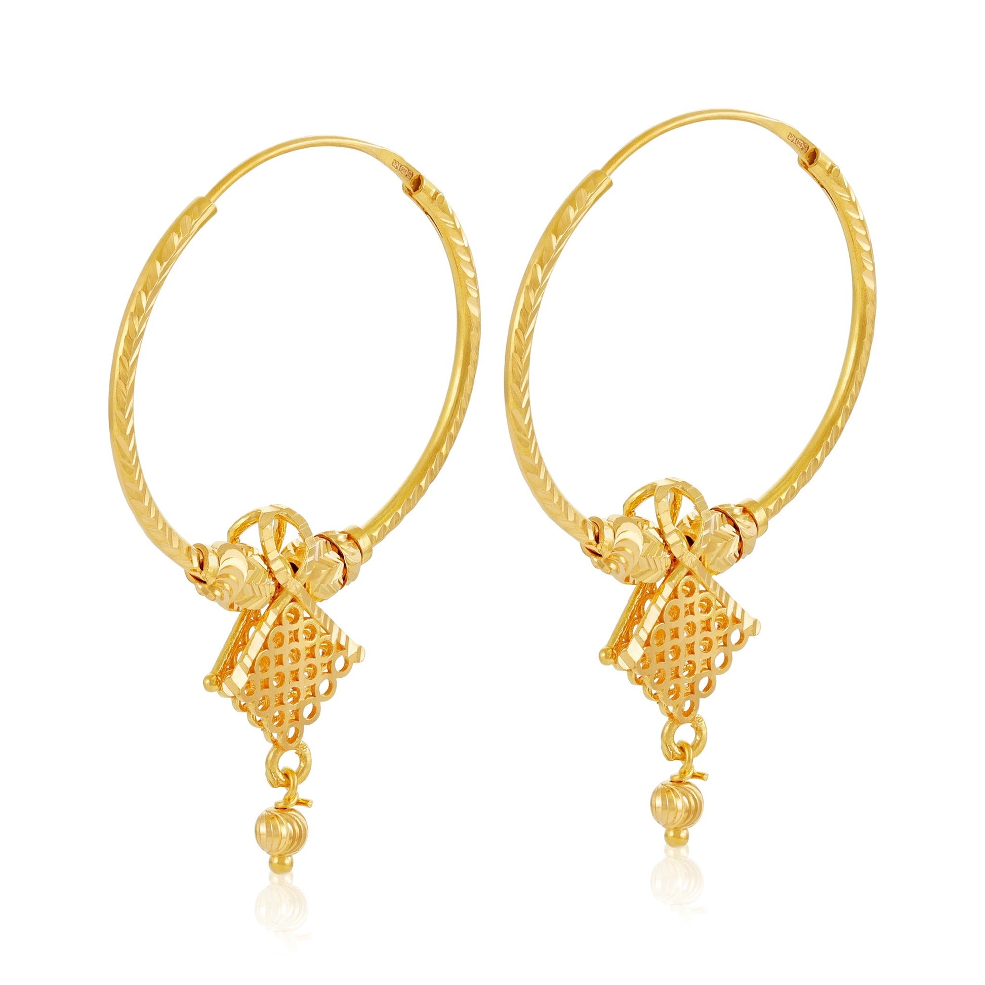22ct Yellow Gold Hoop Earrings BF1224-ER21 - FJewellery