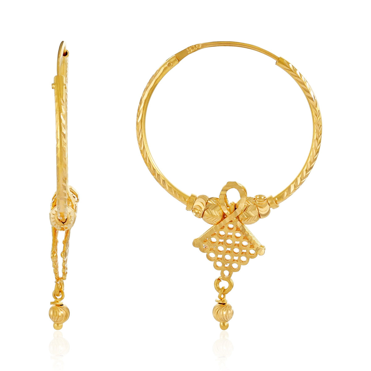 22ct Yellow Gold Hoop Earrings BF1224-ER21 - FJewellery