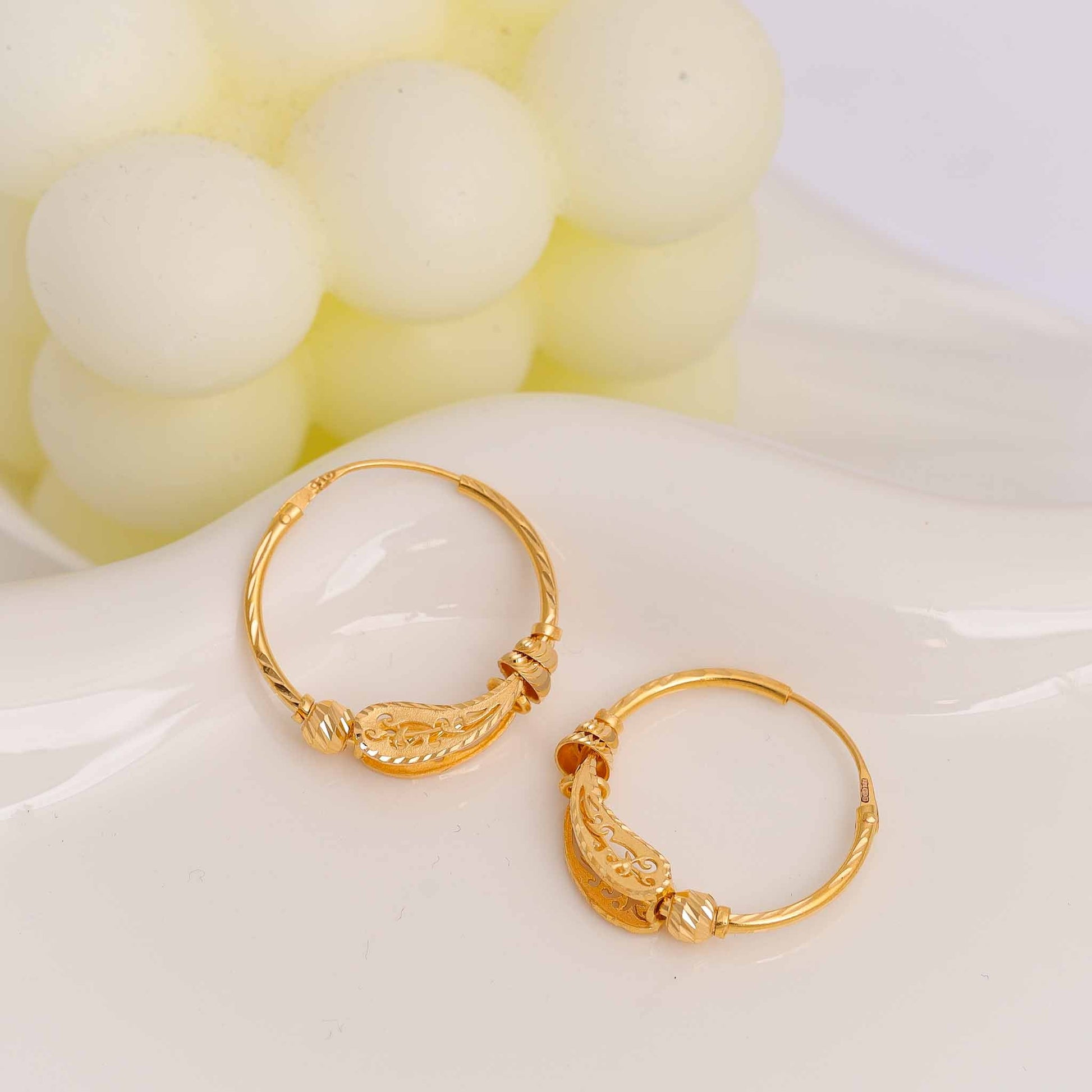 22ct Yellow Gold Hoop Earrings BF1224-ER24 - FJewellery