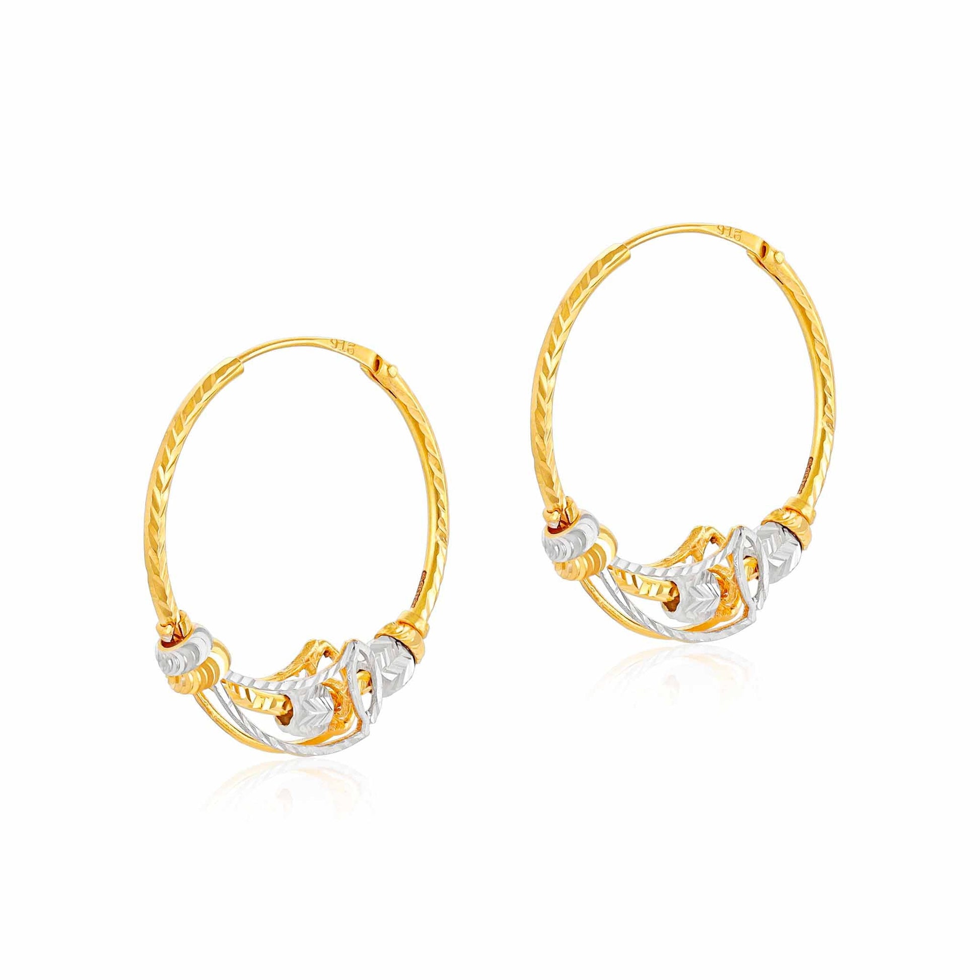 22ct Yellow Gold Hoop Earrings BF1224-ER57 - FJewellery