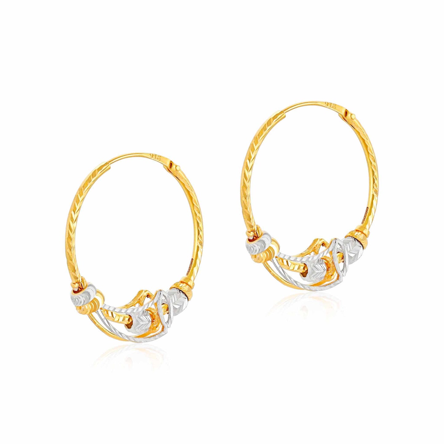22ct Yellow Gold Hoop Earrings BF1224-ER57 - FJewellery