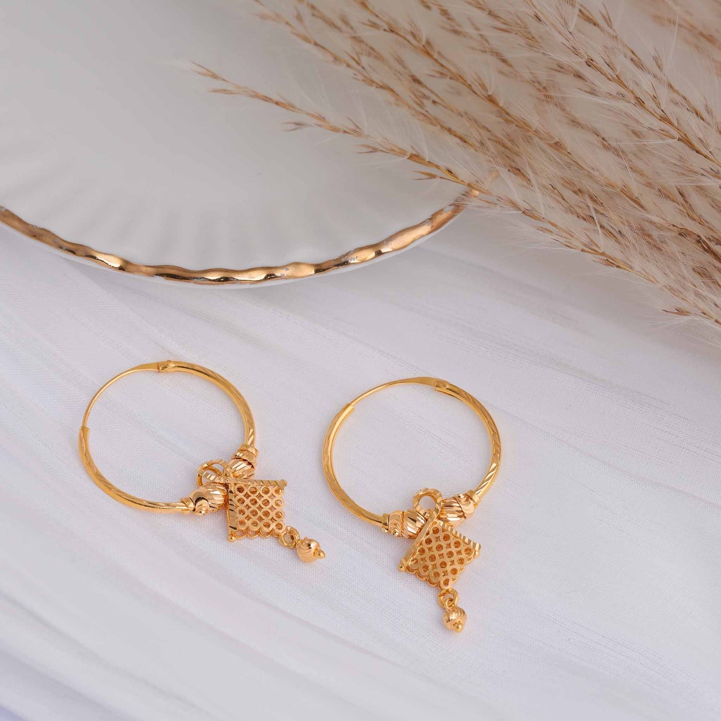 22ct Yellow Gold Hoop Earrings BF1224 - ER62 - FJewellery