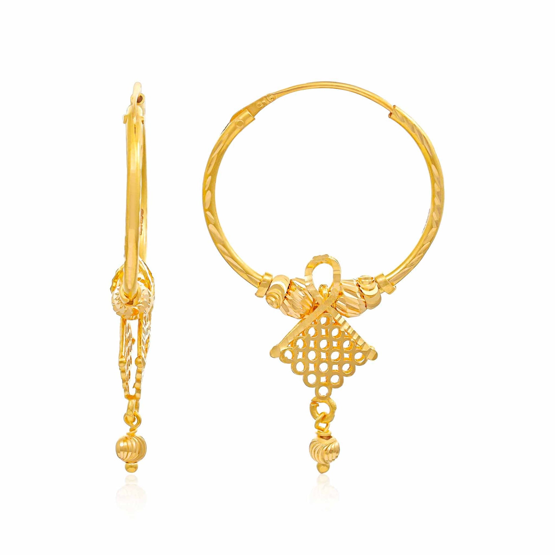 22ct Yellow Gold Hoop Earrings BF1224-ER62 - FJewellery