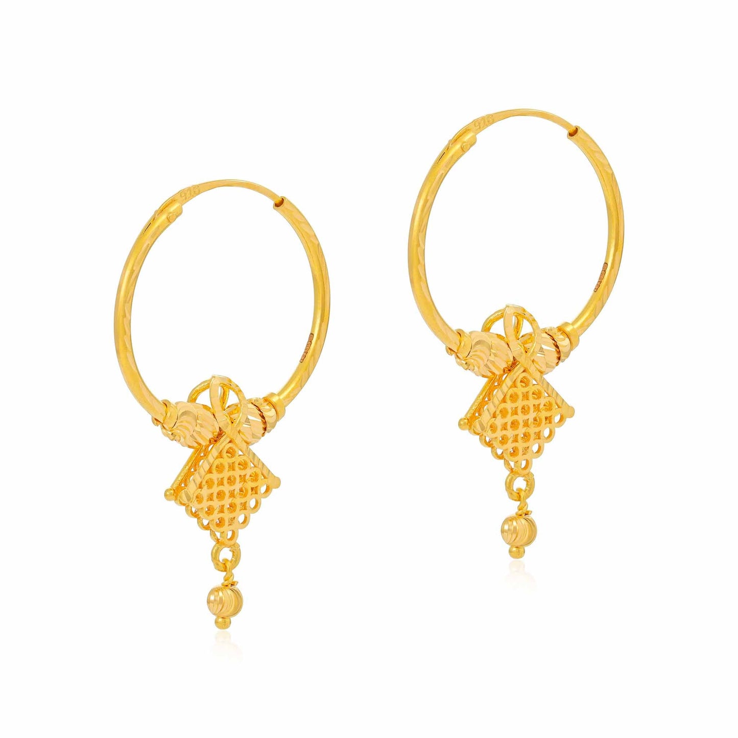 22ct Yellow Gold Hoop Earrings BF1224-ER62 - FJewellery
