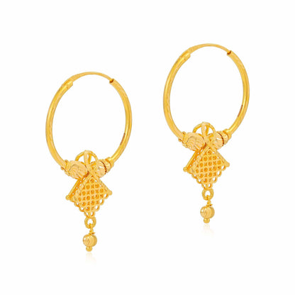 22ct Yellow Gold Hoop Earrings BF1224-ER62 - FJewellery