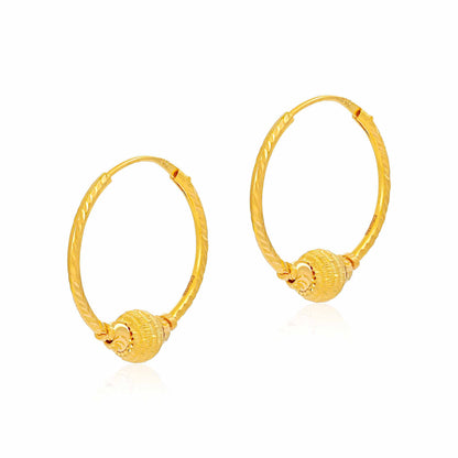 22ct Yellow Gold Hoop Earrings with Ball Design BF1224-ER61 - FJewellery