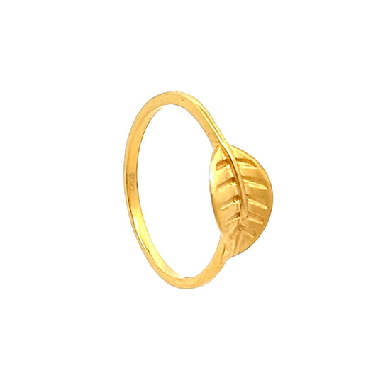 22ct Yellow Gold Leaf Ring PZ325-RN77 - FJewellery
