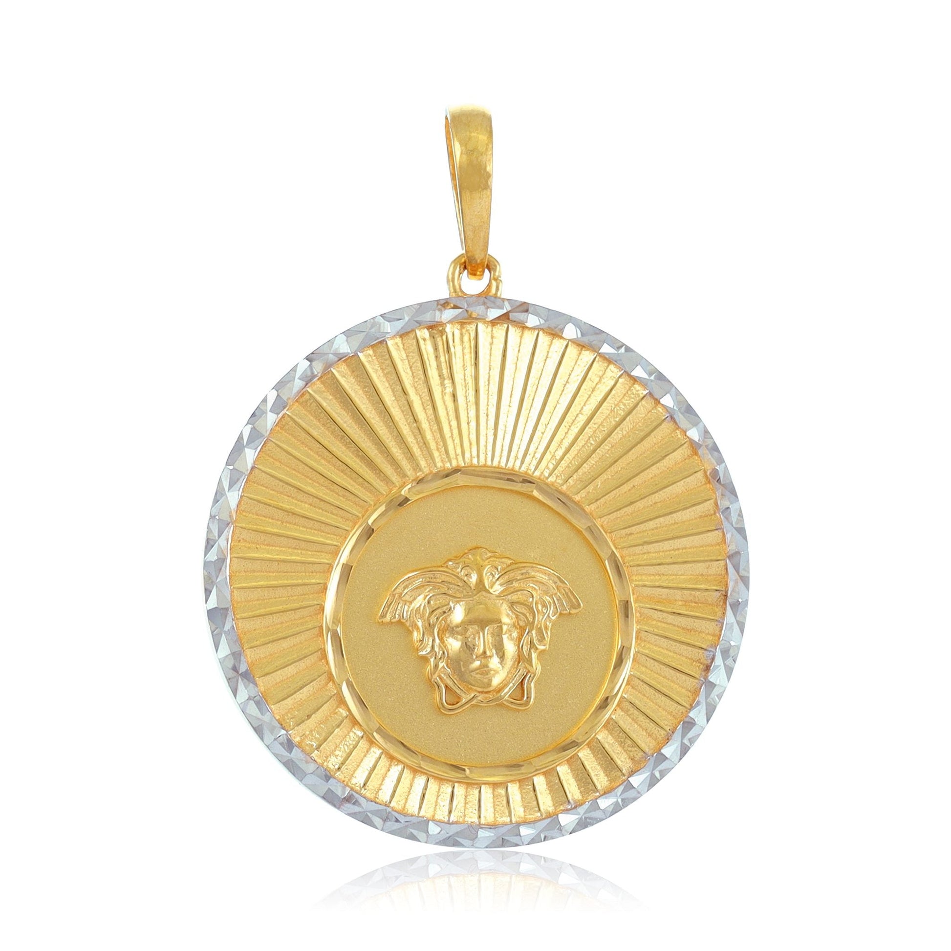 22ct Yellow Gold Mixed Metal Detail Medusa Head Pendant BF1224-PD4 - FJewellery