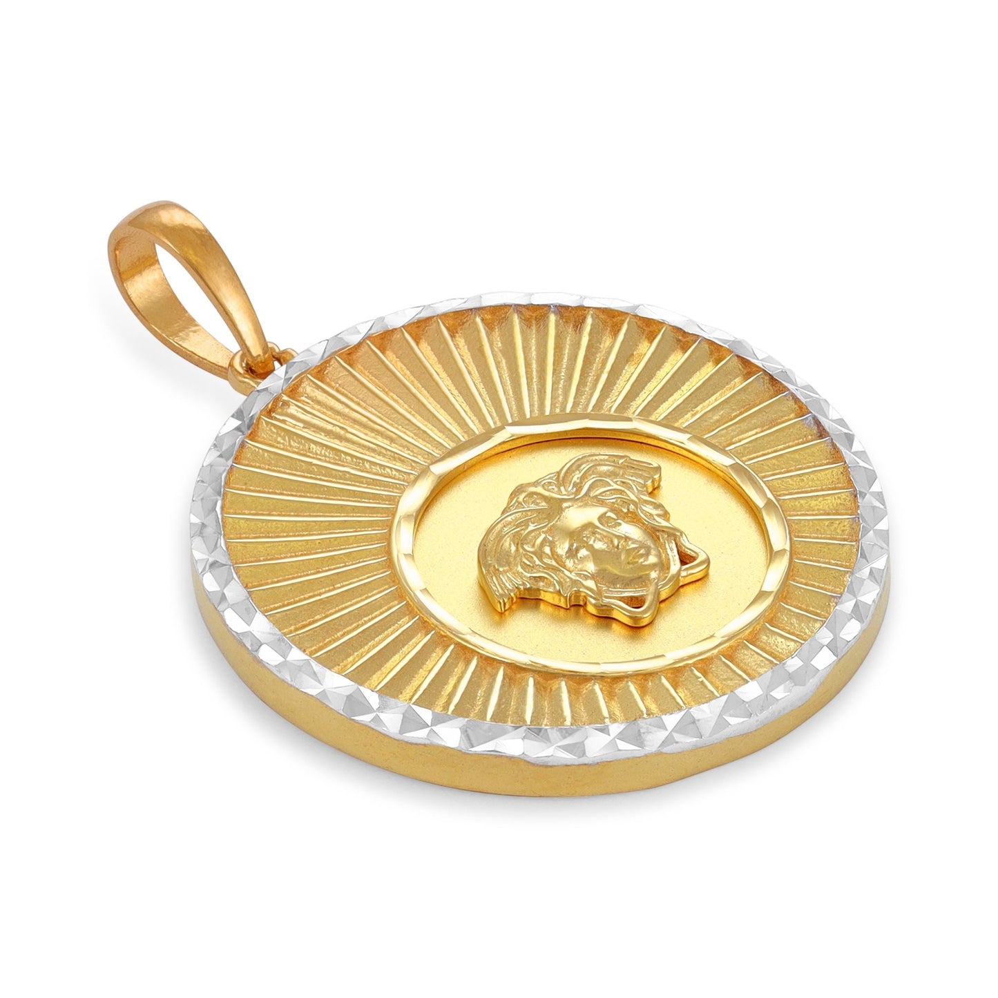 22ct Yellow Gold Mixed Metal Detail Medusa Head Pendant BF1224-PD4 - FJewellery
