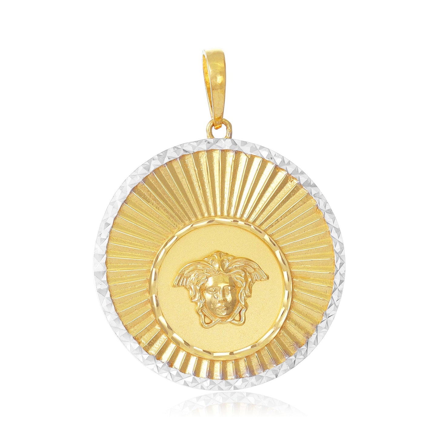 22ct Yellow Gold Mixed Metal Detail Medusa Head Pendant BF1224-PD5 - FJewellery