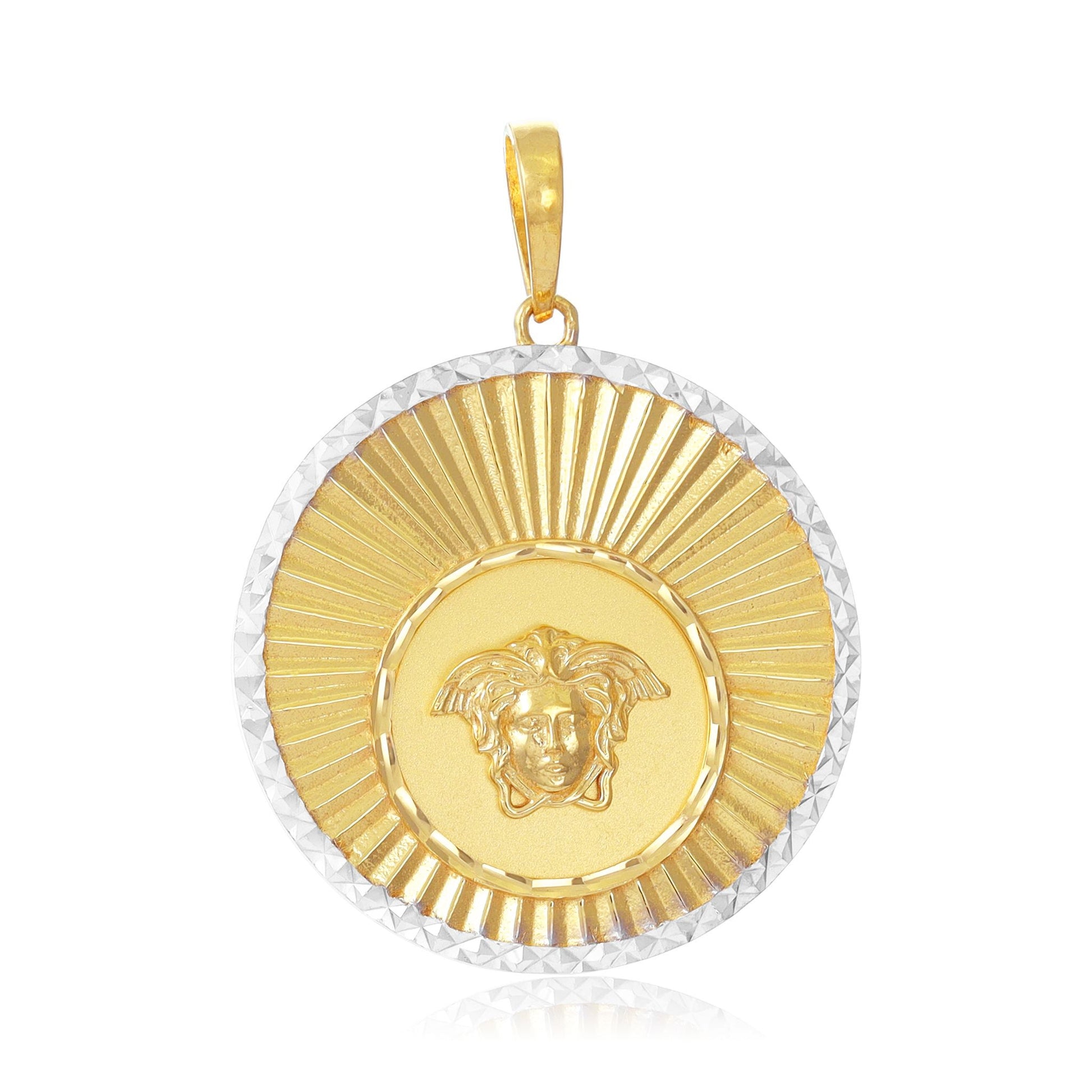 22ct Yellow Gold Mixed Metal Detail Medusa Head Pendant BF1224-PD5 - FJewellery