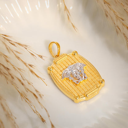 22ct Yellow Gold Mixed Metal Medusa Head Design Pendant BF1224 - PD1 - FJewellery