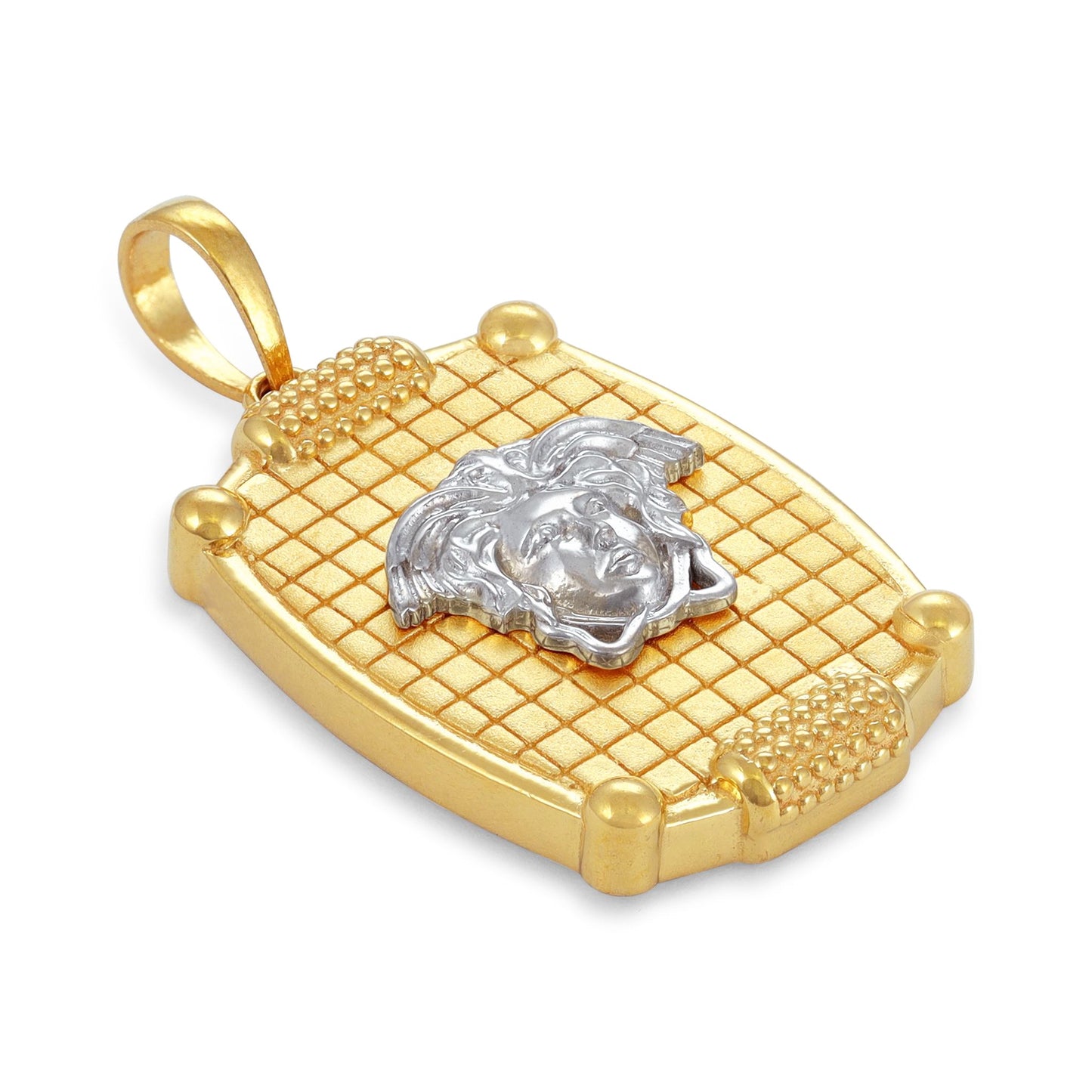 22ct Yellow Gold Mixed Metal Medusa Head Design Pendant BF1224-PD1 - FJewellery