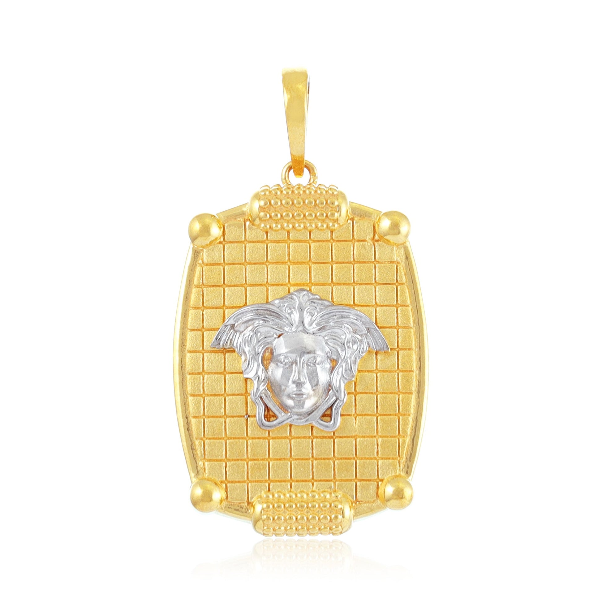 22ct Yellow Gold Mixed Metal Medusa Head Design Pendant BF1224-PD1 - FJewellery