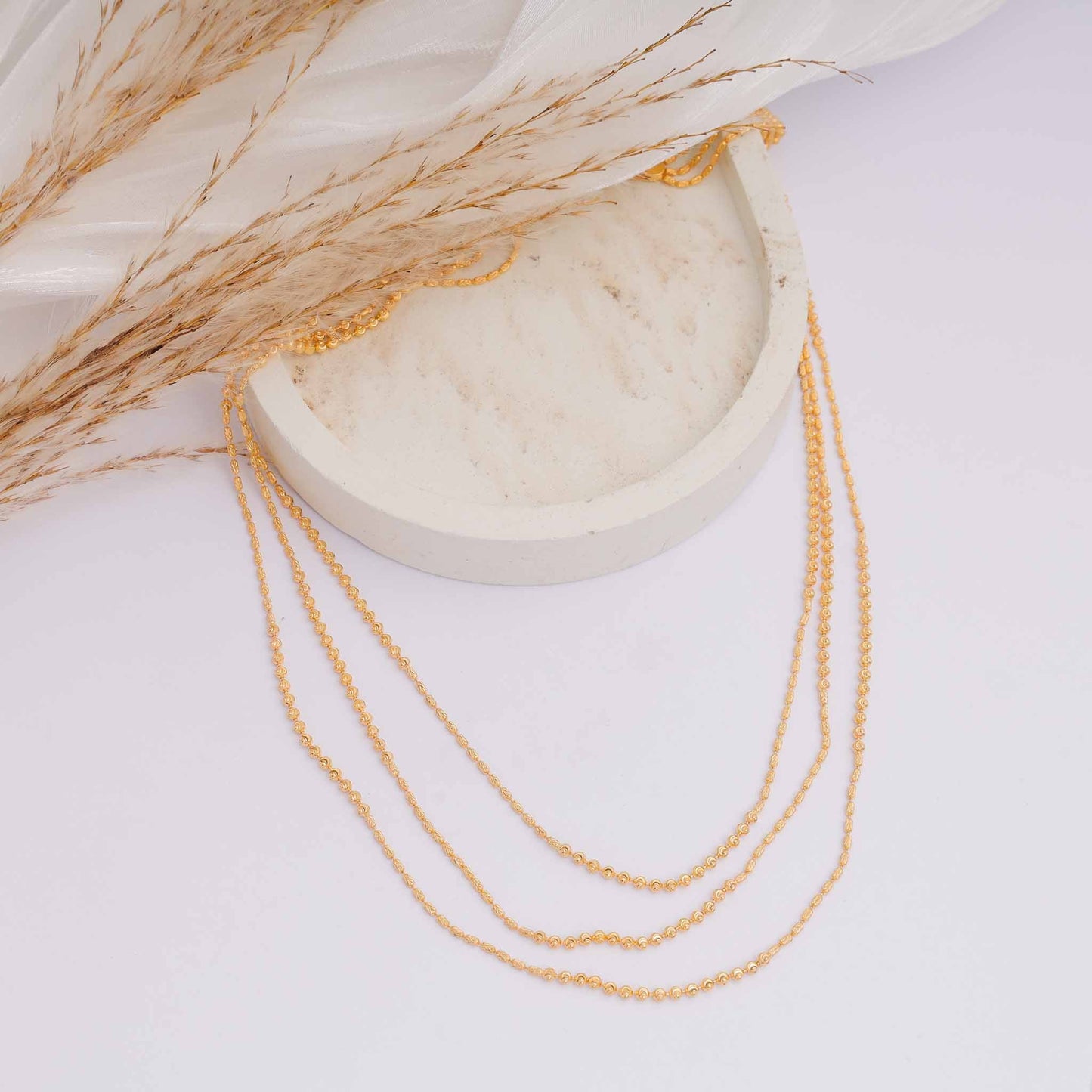 22ct Yellow Gold Multilayer Bead Chain Necklace BF1224 - NKS10 - NK - FJewellery