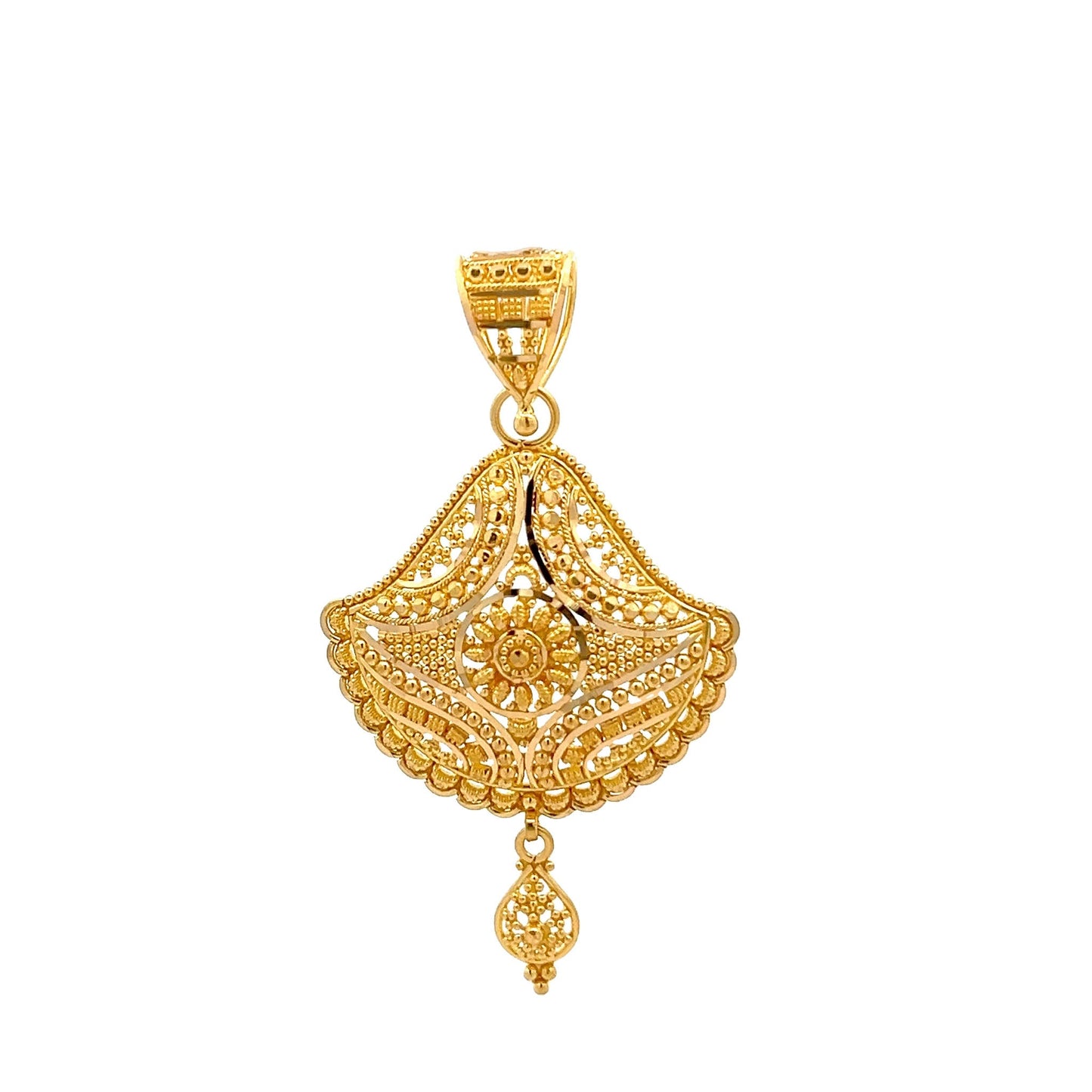 22ct Yellow Gold Oval Drop Beaded Pendant PZ325 - PD6 - FJewellery