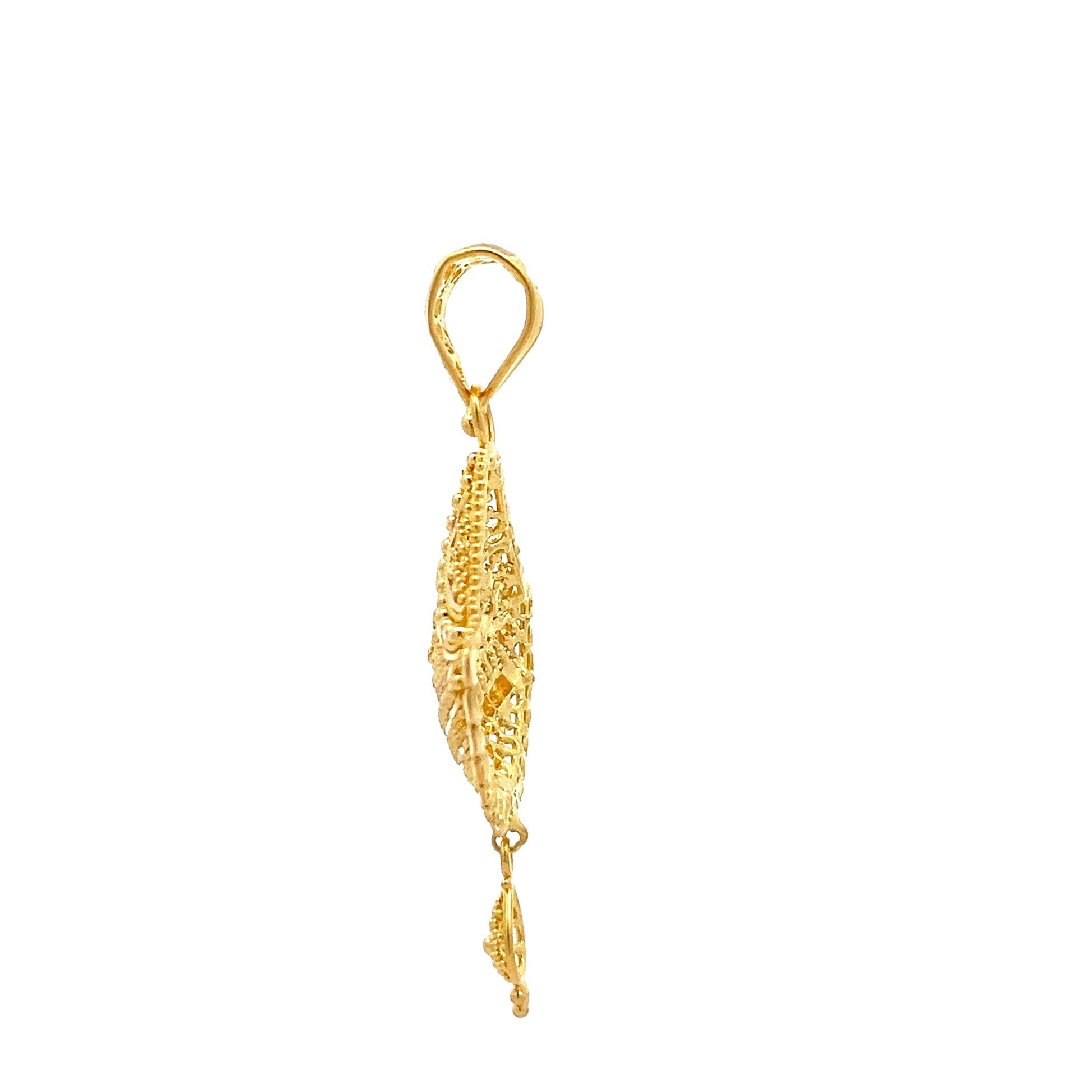 22ct Yellow Gold Oval Drop Beaded Pendant PZ325 - PD6 - FJewellery
