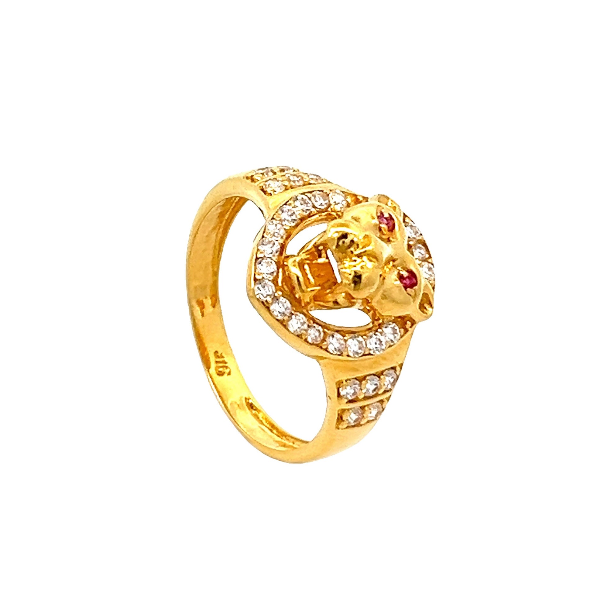 22ct Yellow Gold Panther Ring with Stones PZ325 - RN46 - FJewellery