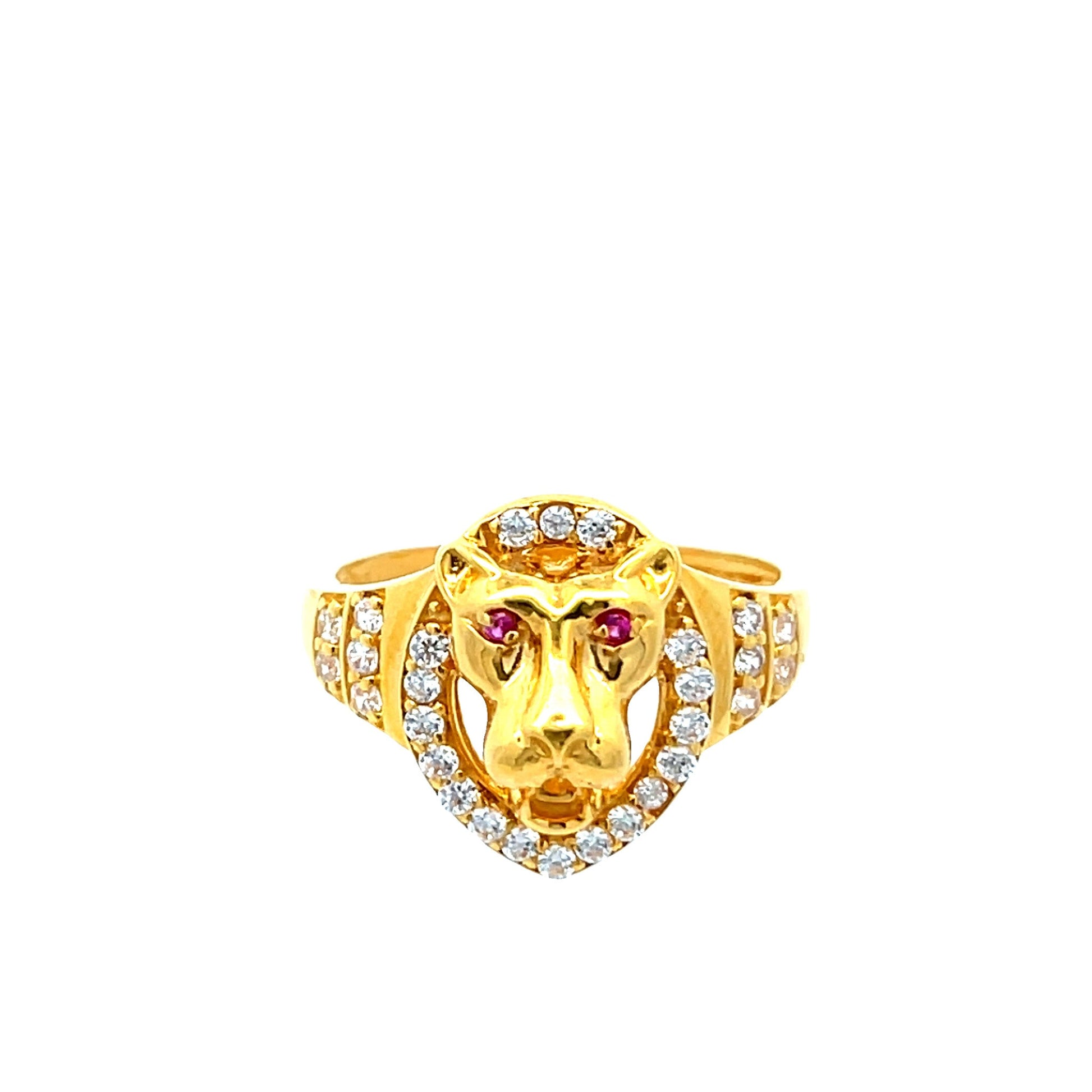 22ct Yellow Gold Panther Ring with Stones PZ325 - RN46 - FJewellery