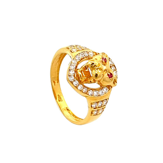 22ct Yellow Gold Panther Ring with Stones PZ325-RN46 - FJewellery