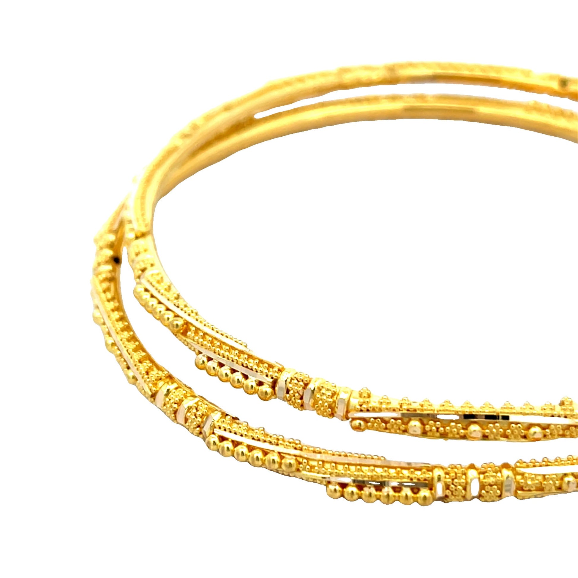 22ct Yellow Gold Patterned Bangle PZ325-BN40 - FJewellery