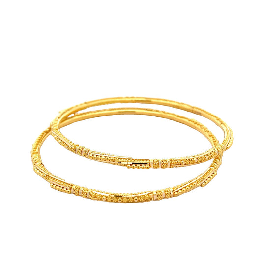 22ct Yellow Gold Patterned Bangle PZ325-BN41 - FJewellery