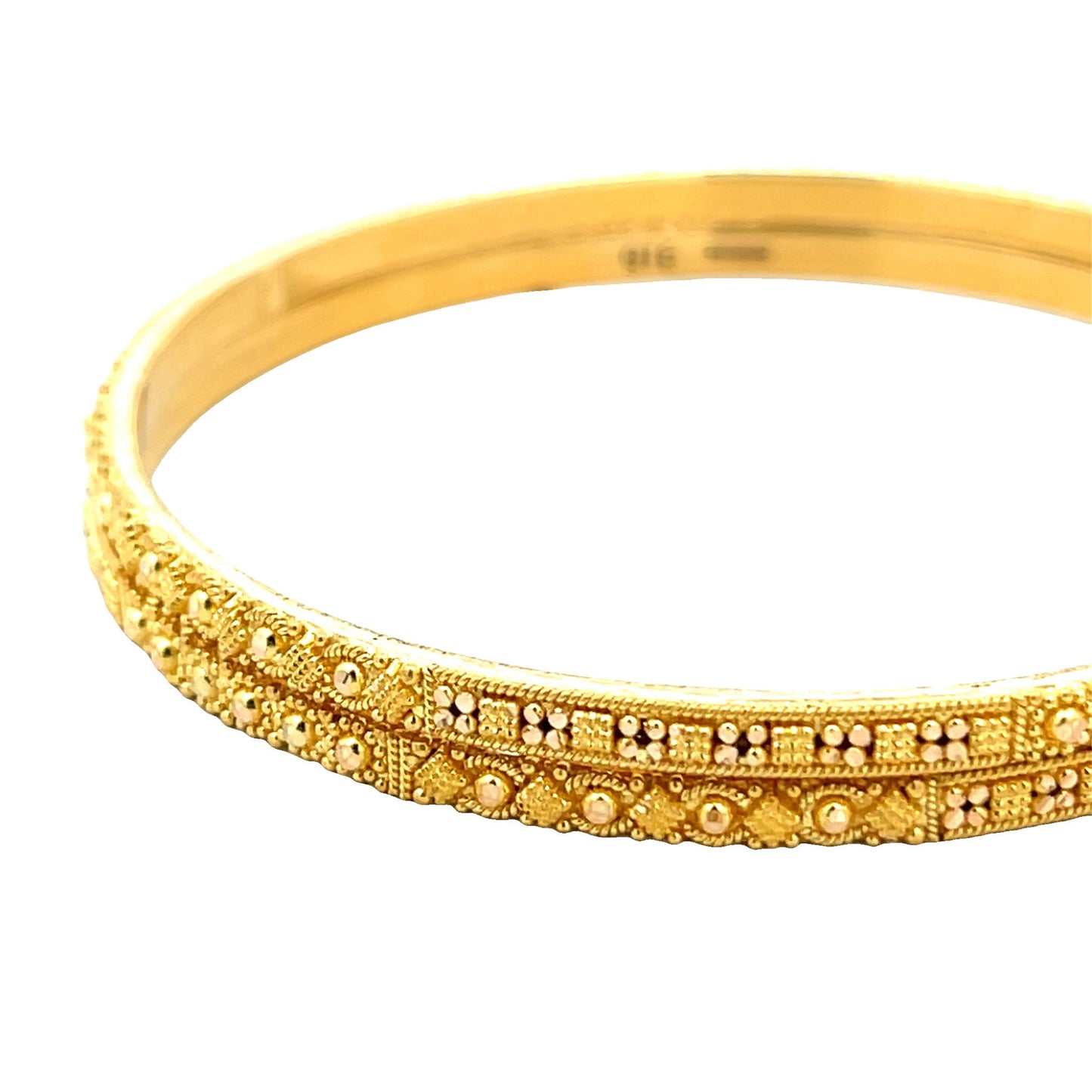 22ct Yellow Gold Patterned Bangle PZ325 - BN45 - FJewellery