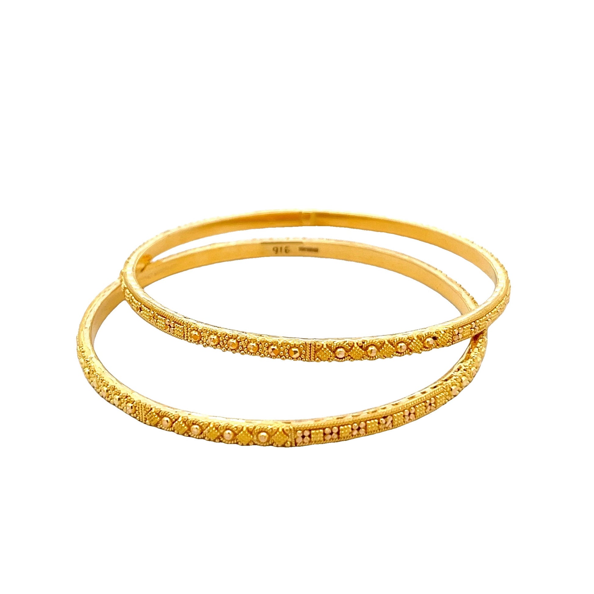 22ct Yellow Gold Patterned Bangle PZ325-BN45 - FJewellery