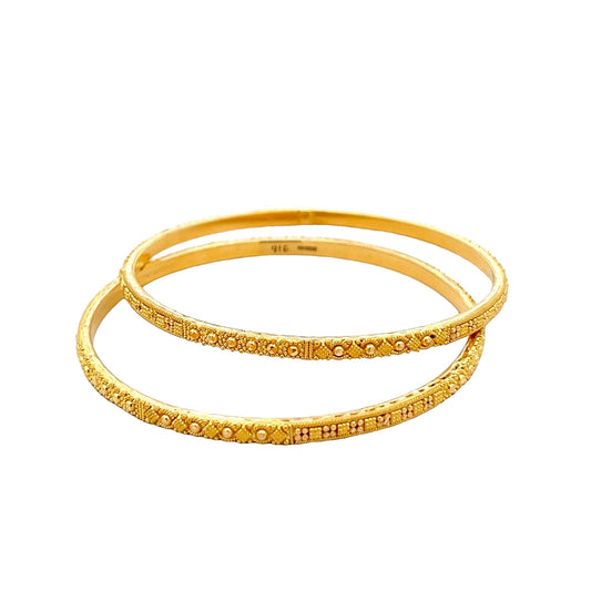 22ct Yellow Gold Patterned Bangle PZ325-BN45 - FJewellery